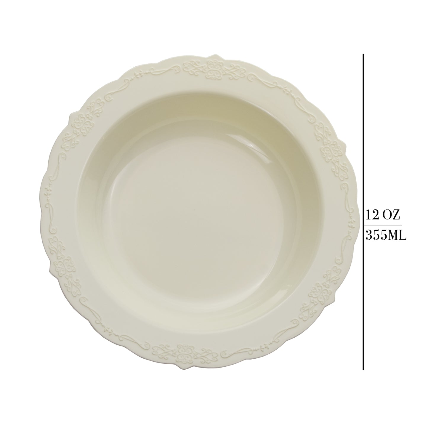 12 oz Ivory Victorian Design Bowls - 20 Ct.