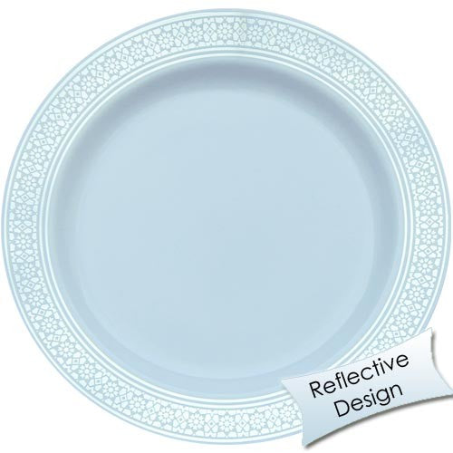 Mosaics Design- 10.5 Inch White/ Silver Plates (120)