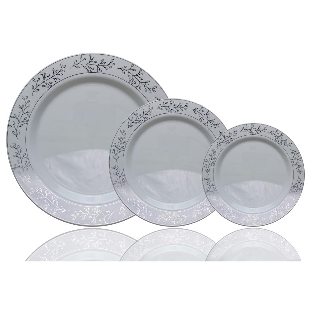 9 In. Silver Leaf Premium Plates - 10 ct.