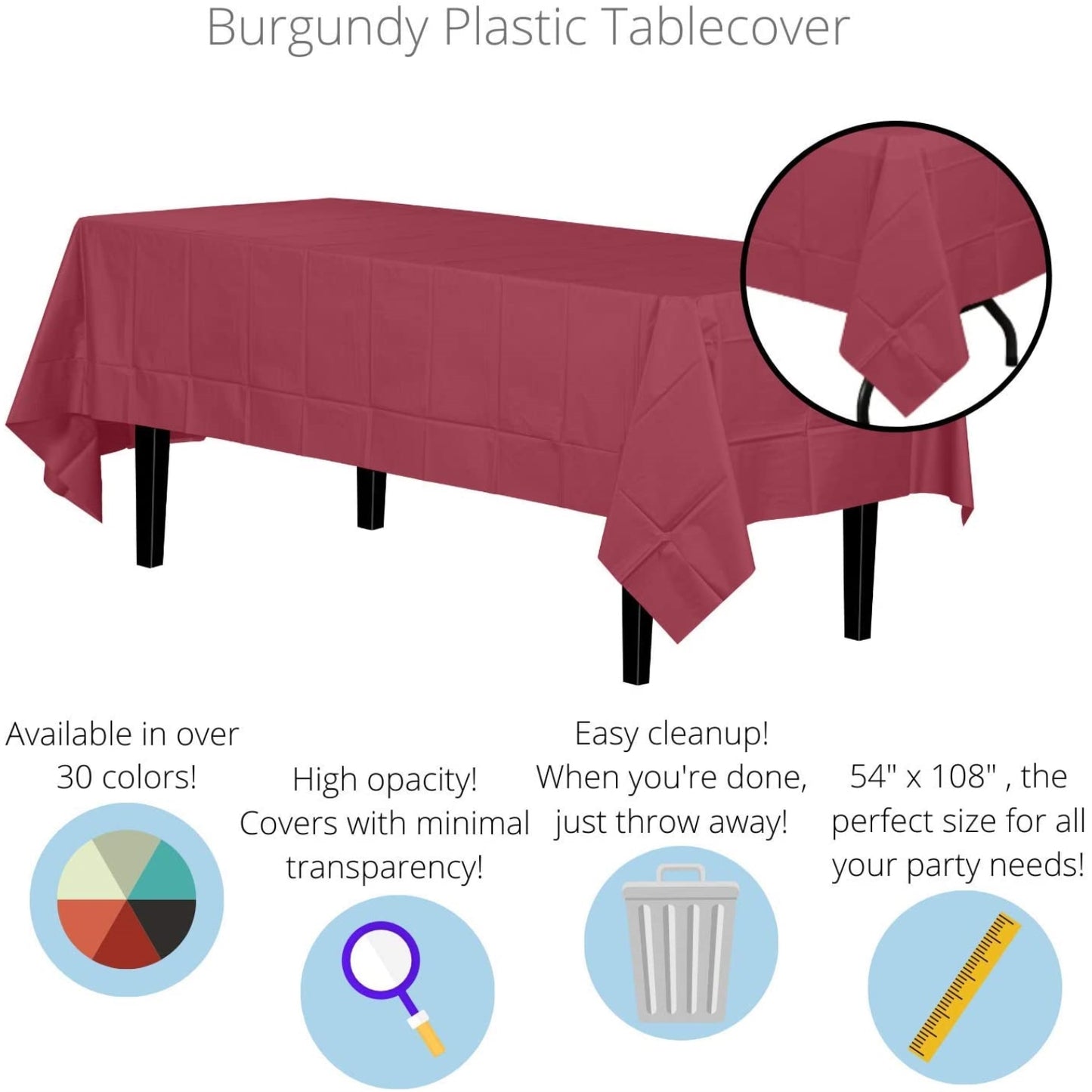 Premium Burgundy Table Cover