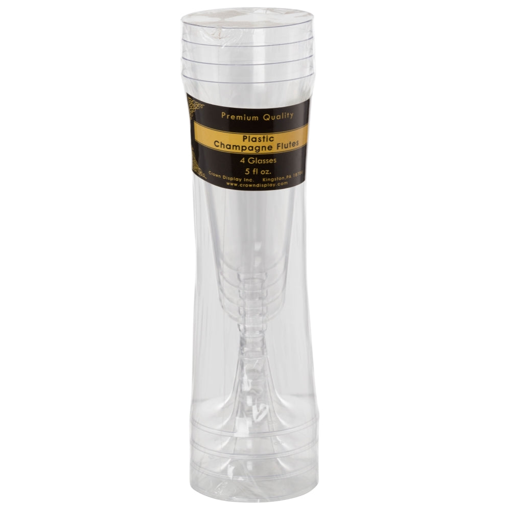 5 Oz. Clear Plastic Flute Glasses - 4 Ct.
