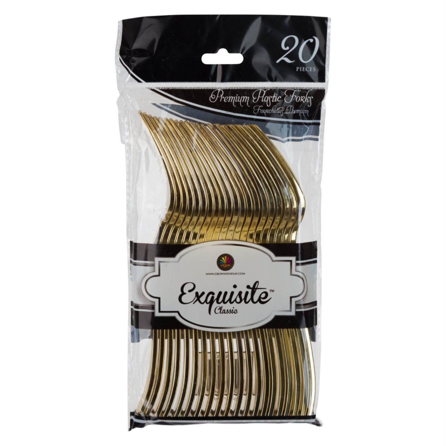 Case of 24 - Exquisite Classic Gold Plastic Forks - 20 ct.