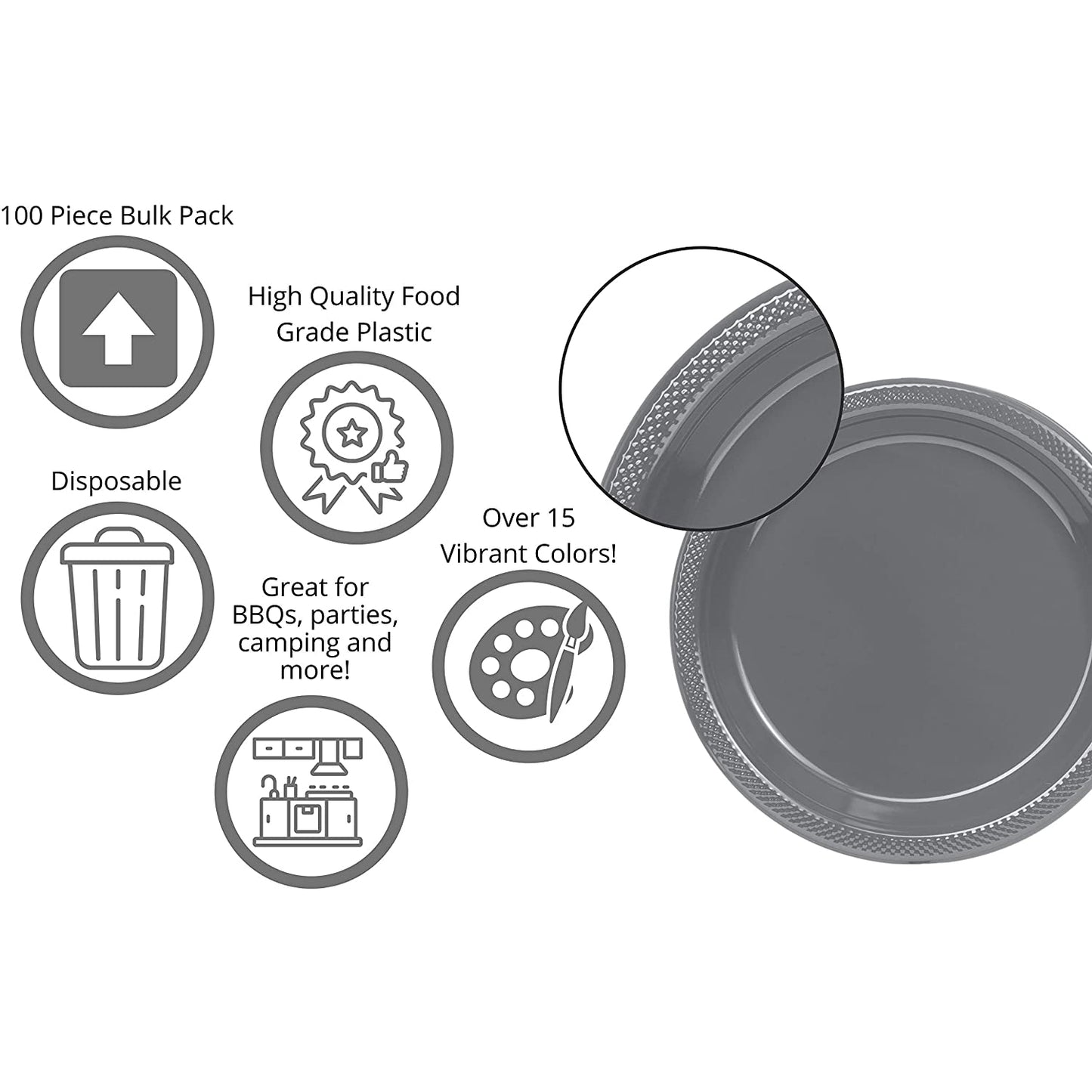 10 In. Silver Plastic Plates - 50 Ct.