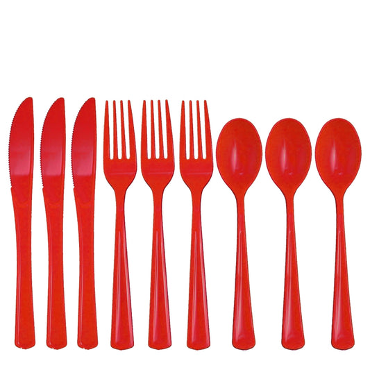 Case of 36 - Cutlery Combo Pack 24 ct. (8 ea.) - Red