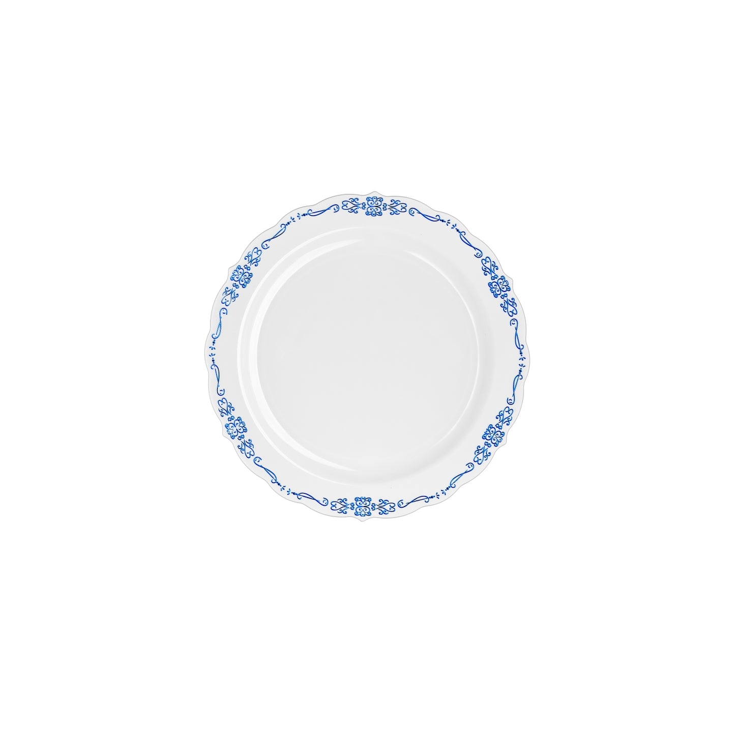 Case of 6 - 7.5" White / Navy Victorian Design Plates - 20 ct.