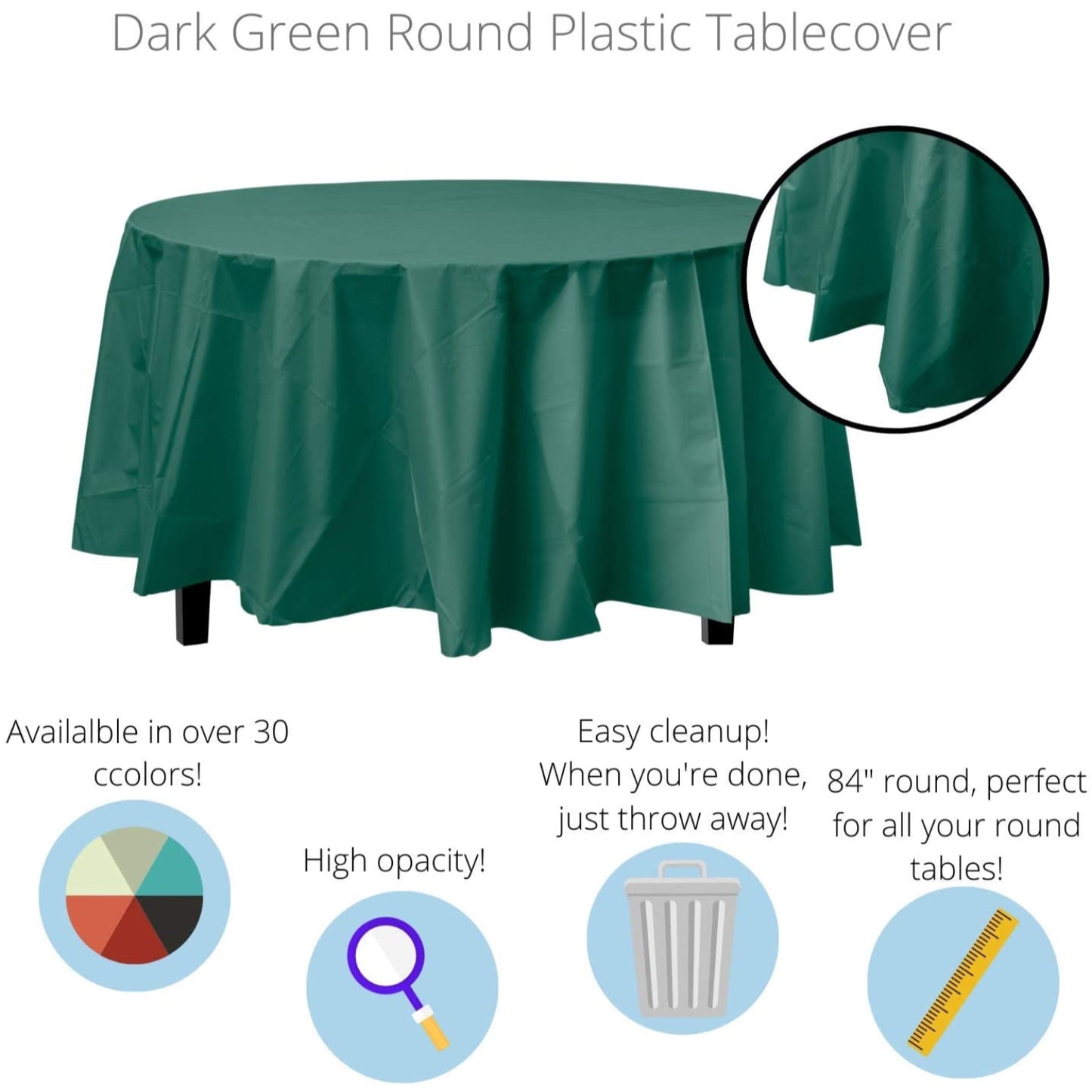 Case of 96 - *Premium Quality* 84" Round - Dark Green