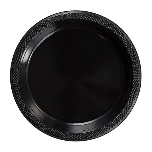 9 In. Black Plastic Plates - 50 Ct.