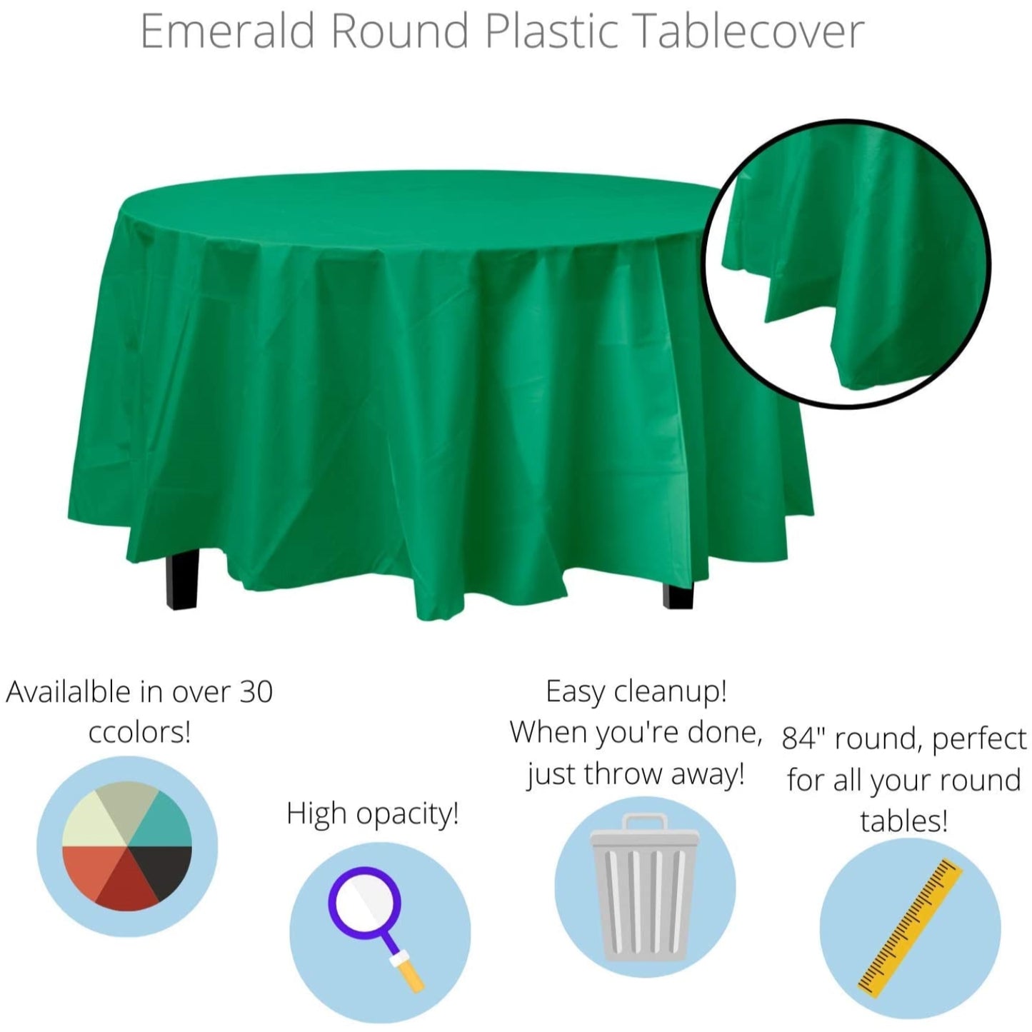 Premium Round Emerald Green Table Cover