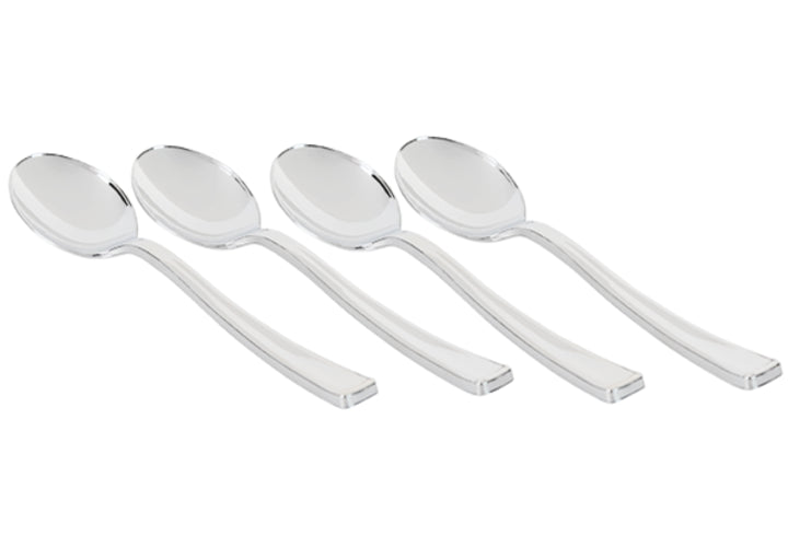 Exquisite Classic Silver Plastic Spoons - 20 Ct.