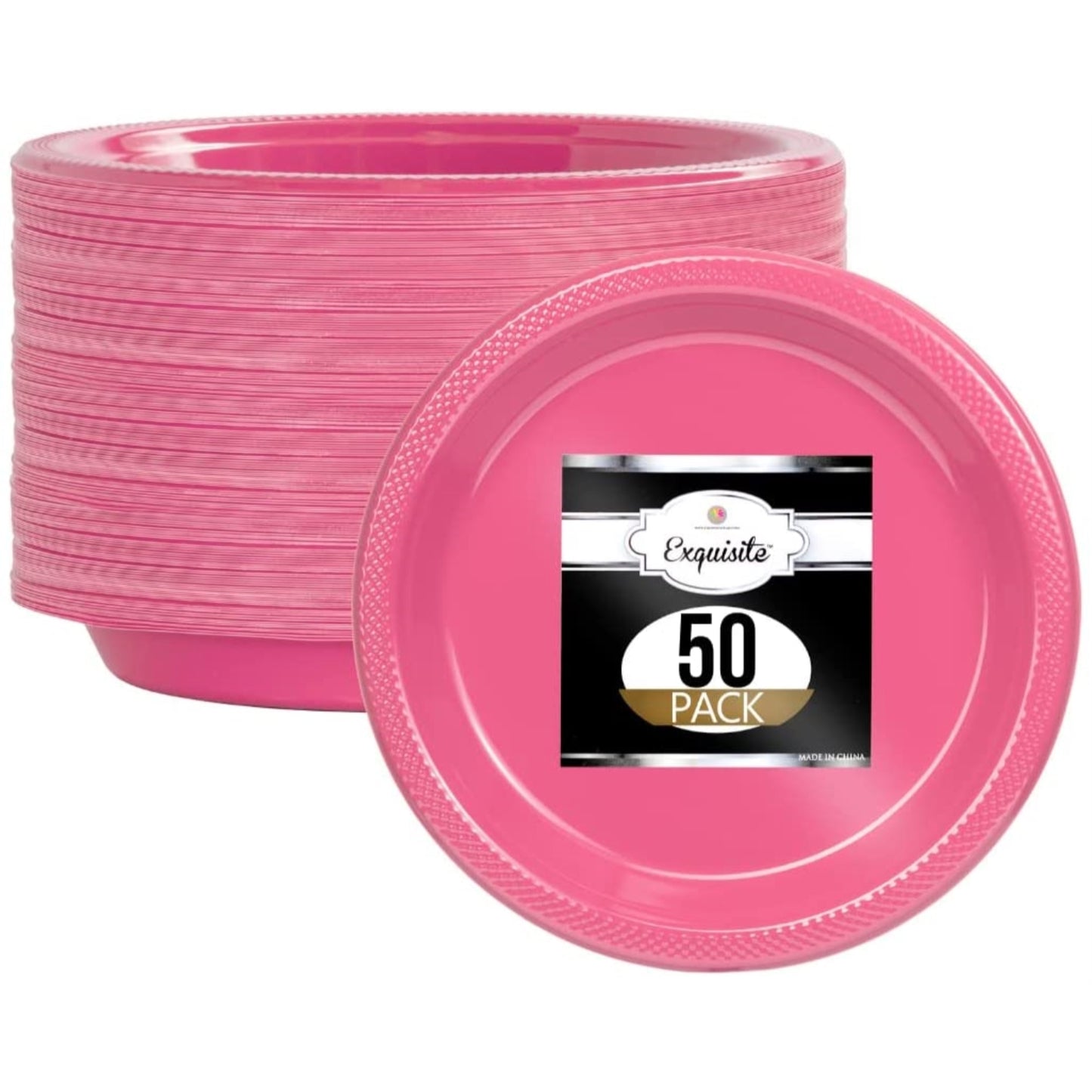 7 In. Cerise Plastic Plates - 50 Ct.