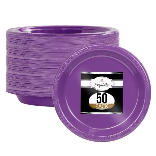 9 In. Purple Plastic Plates - 50 Ct.