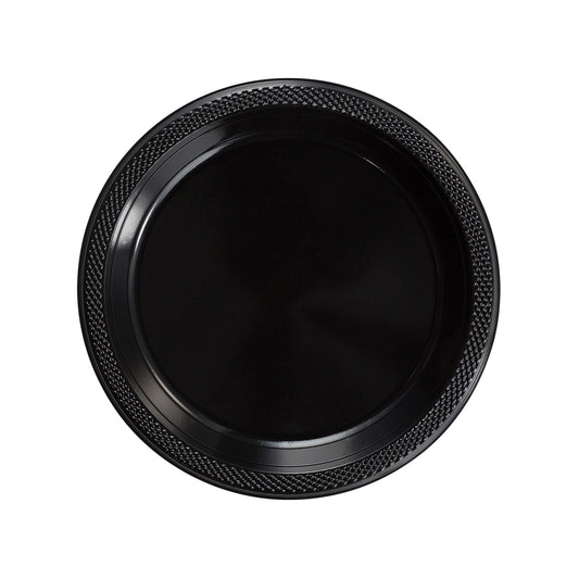 Case of 12 - 7" Plastic Plates 50 ct. - Black