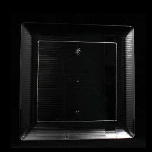 Case of 12 - Clear 10.25" Zen Ridged Square Plastic Plates - 10 ct.