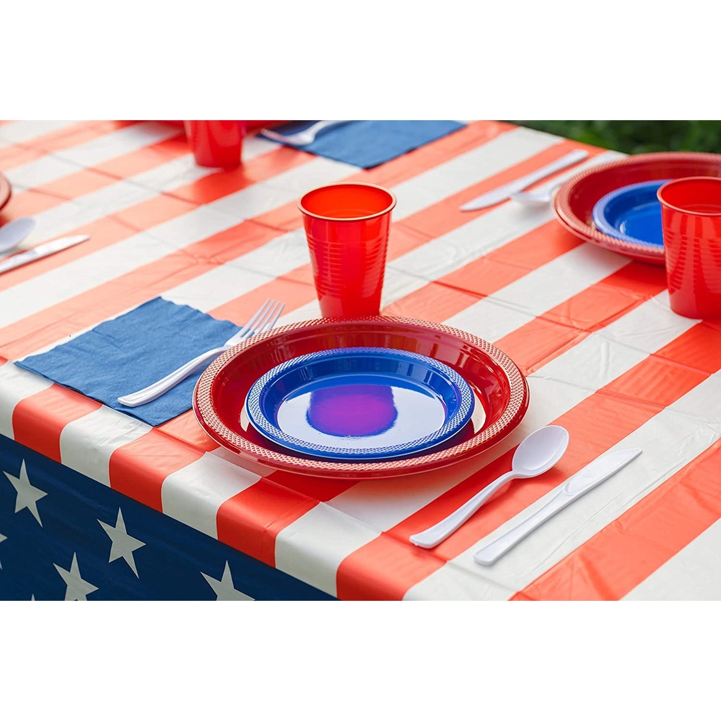 Exquisite Premium Plastic Tablecloth 54in. x 108in. Rectangle Table Cover - Patriotic