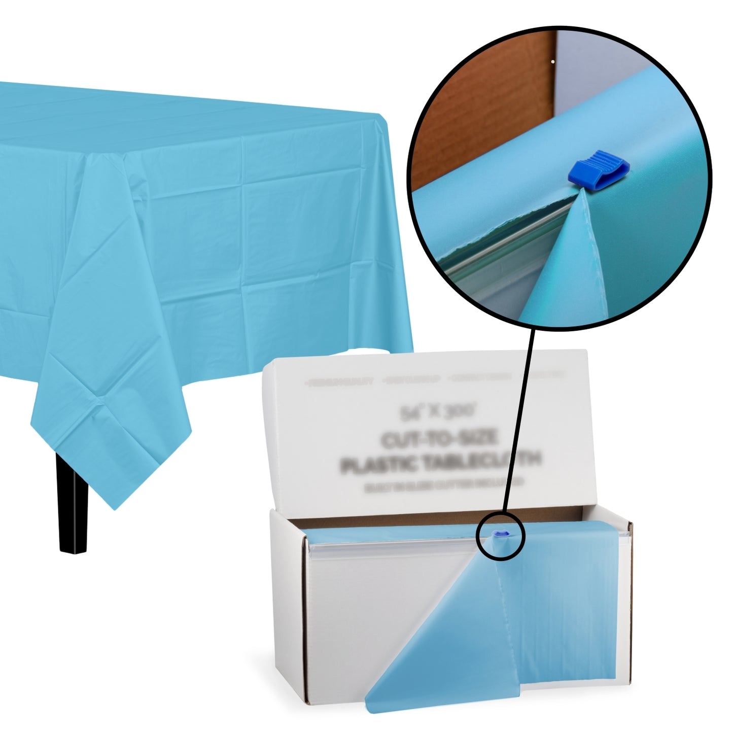 54" X 100' Select A Size Table Cover - Light Blue
