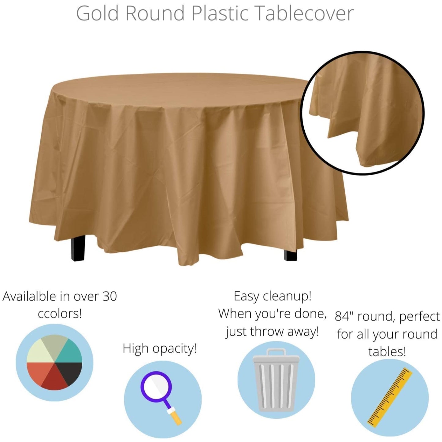 Premium Round Gold Table Cover