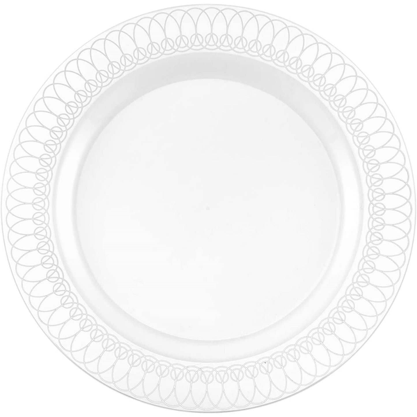 9 In. Silver Ovals Design Plates - 10 Ct.