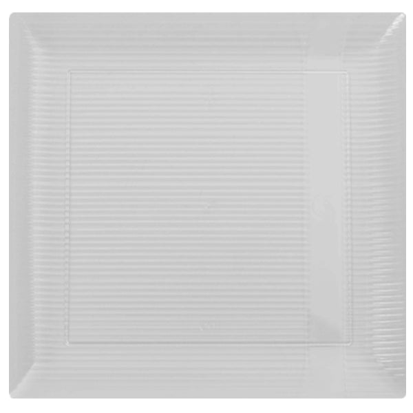 Case of 12 - Clear 10.25" Zen Ridged Square Plastic Plates - 10 ct.