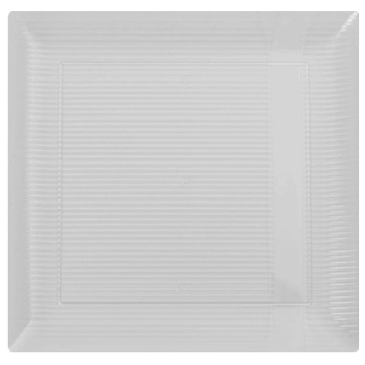 Case of 12 - Clear 10.25" Zen Ridged Square Plastic Plates - 10 ct.
