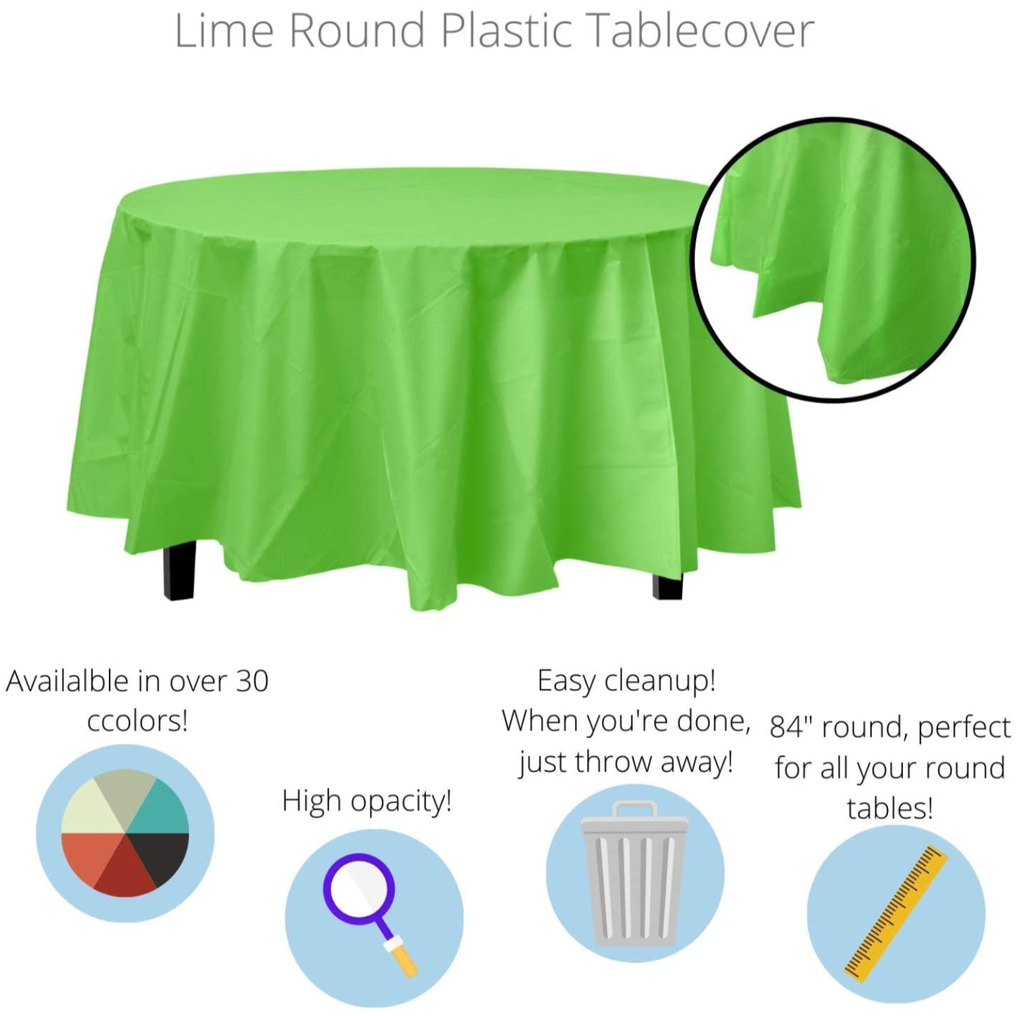 Premium Round Lime Green Table Cover
