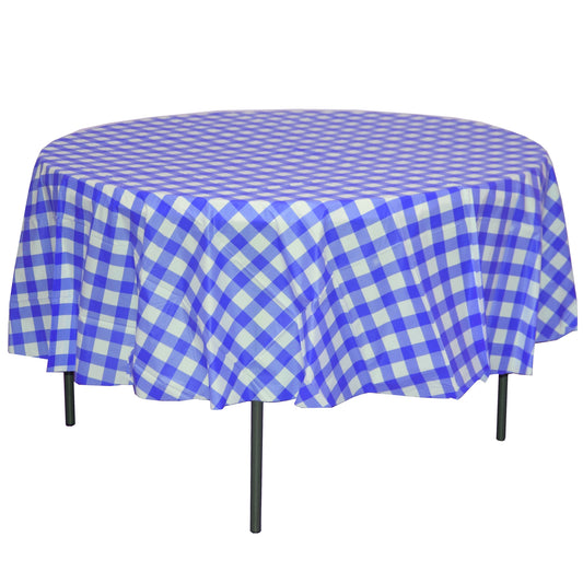 Round Blue Gingham Table Cover