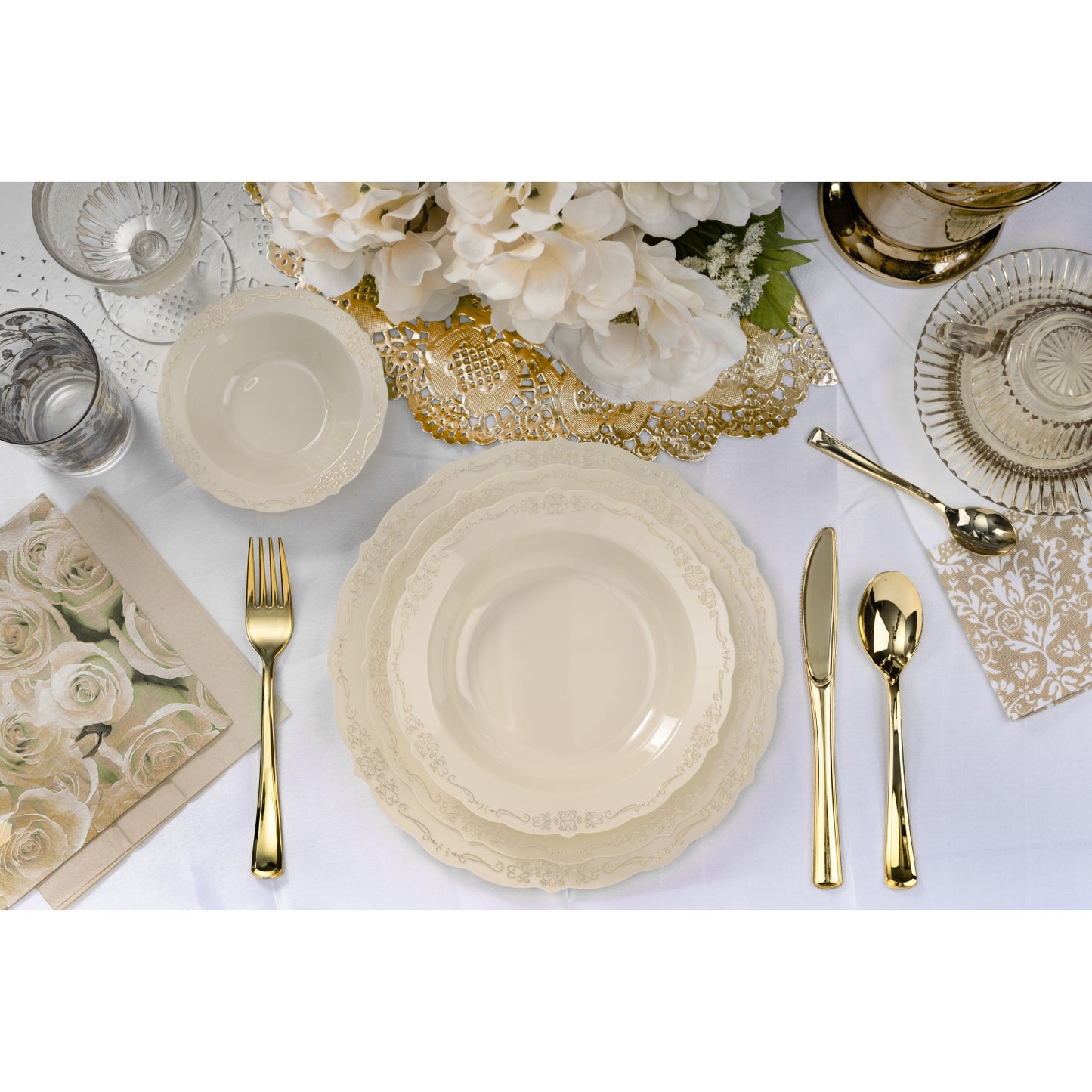 7.5 In. Ivory Victorian Design Plates - 20 ct.