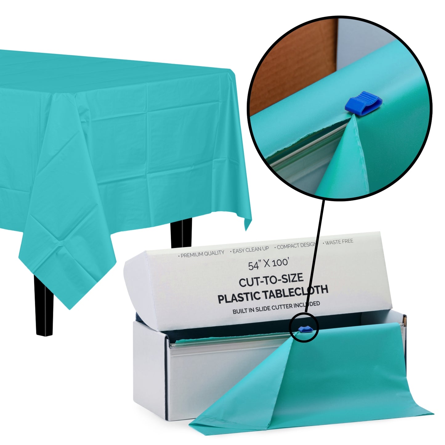 54" X 100' Select A Size Table Cover - Aqua