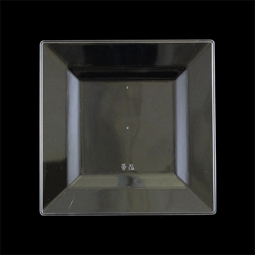 Case of 12 - 6.5" Clear Square Plates - 10 ct.
