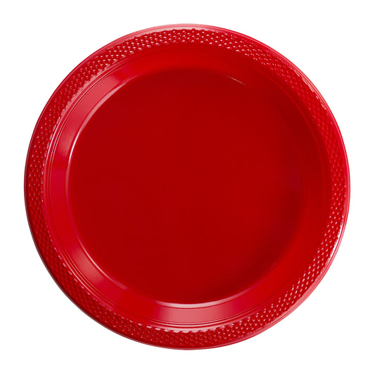 9 In. Red Plastic Plates - 50 Ct.