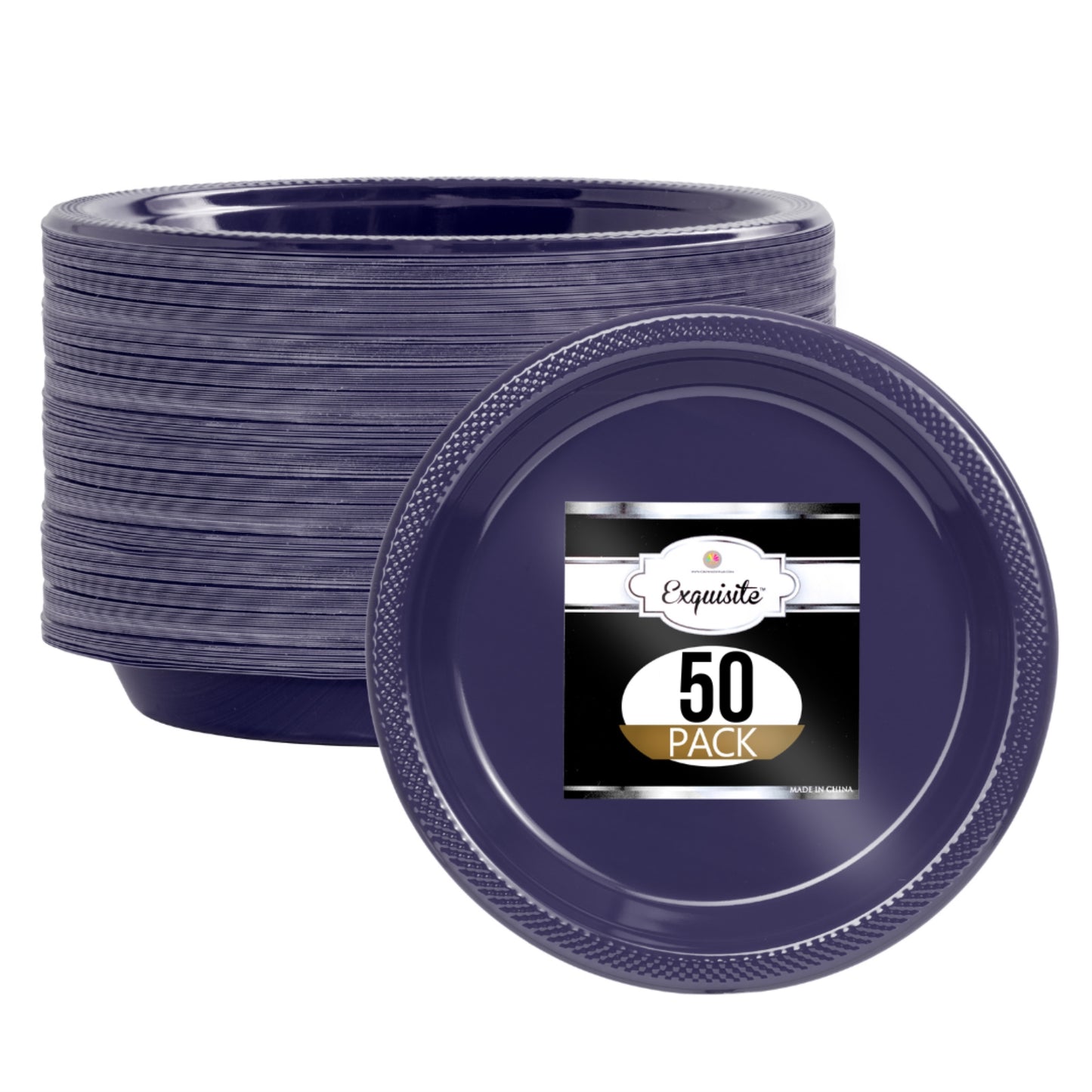 9 In. Navy Plastic Plates - 50 Ct.