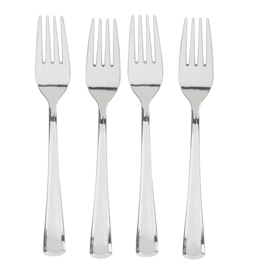 Exquisite Classic Silver Plastic Forks - 20 Ct.