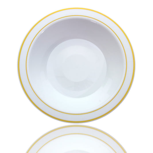 Case of 12 - White & Gold Line Premium Bowls - 10 ct.