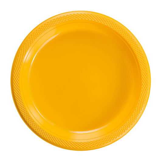 9 In. Yellow Plastic Plates - 50 Ct.