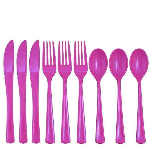 Case of 36 - Cutlery Combo Pack 24 ct. (8 ea.) - Cerise