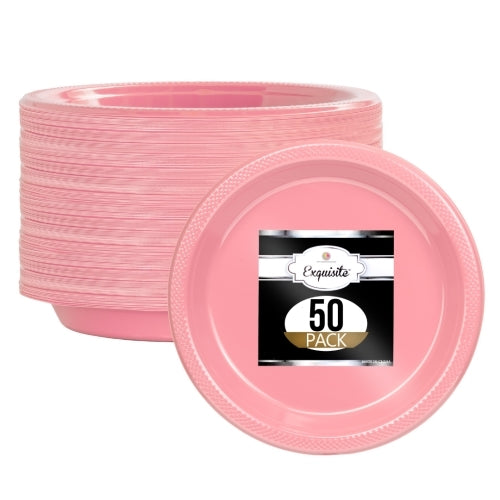 7 In. Pink Plastic Plates - 50 Ct.