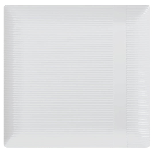 Case of 12 - White 10.25" Zen Ridged Square Plastic Plates - 10 ct.