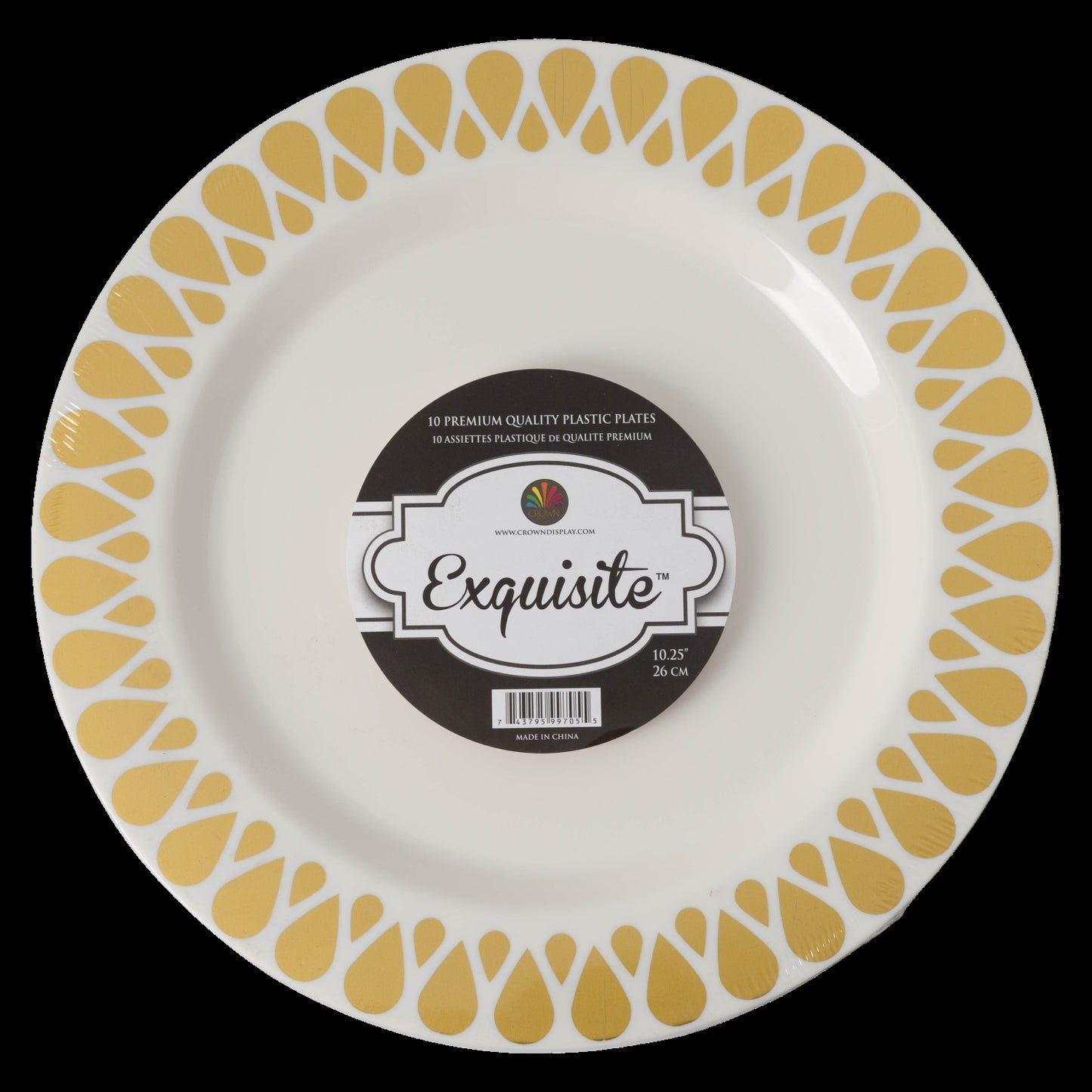 Case of 12 - 7.5" Gold Droplet Premium Plates - 10 ct.