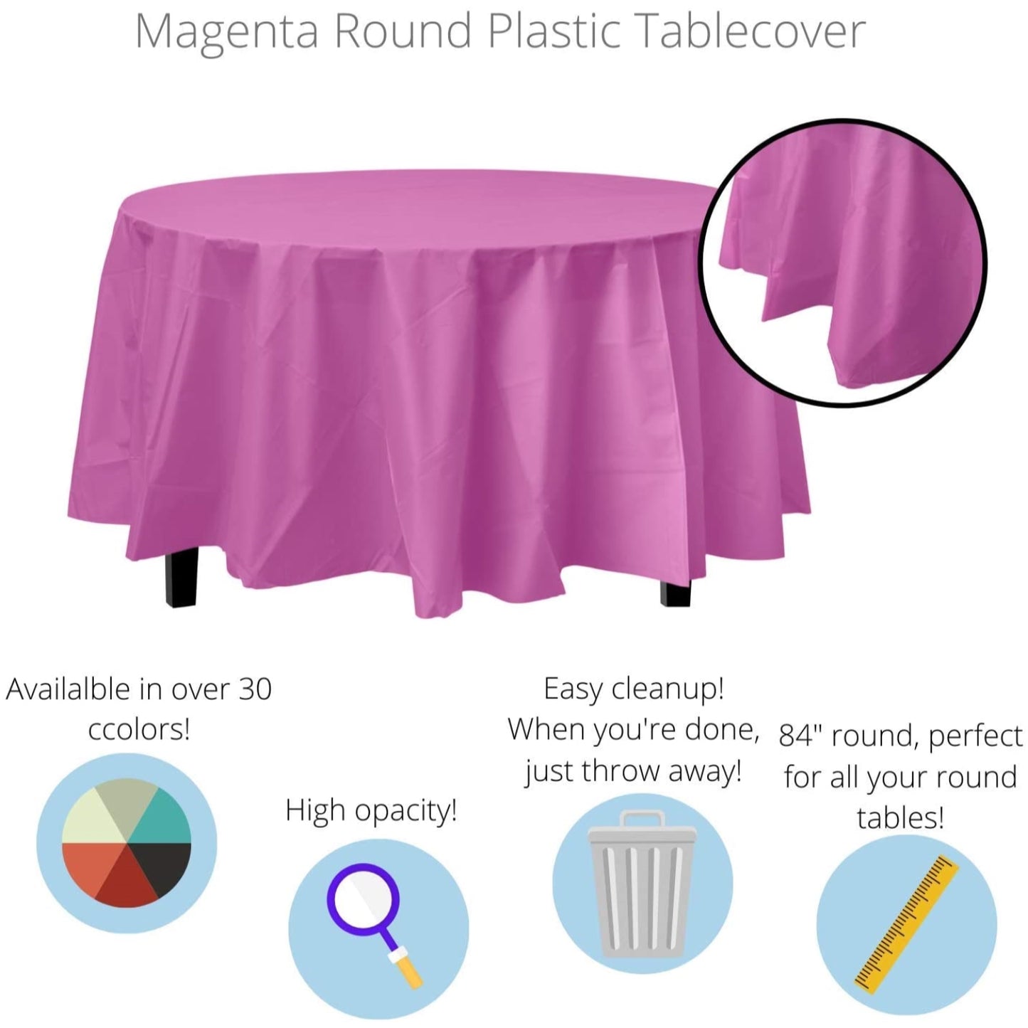 Case Of 96 - *Premium Quality* 84" Round - Magenta