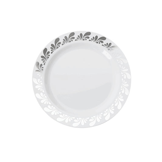 Case of 12 - 7.5" Silver Splash Premium Plates - 10 ct.