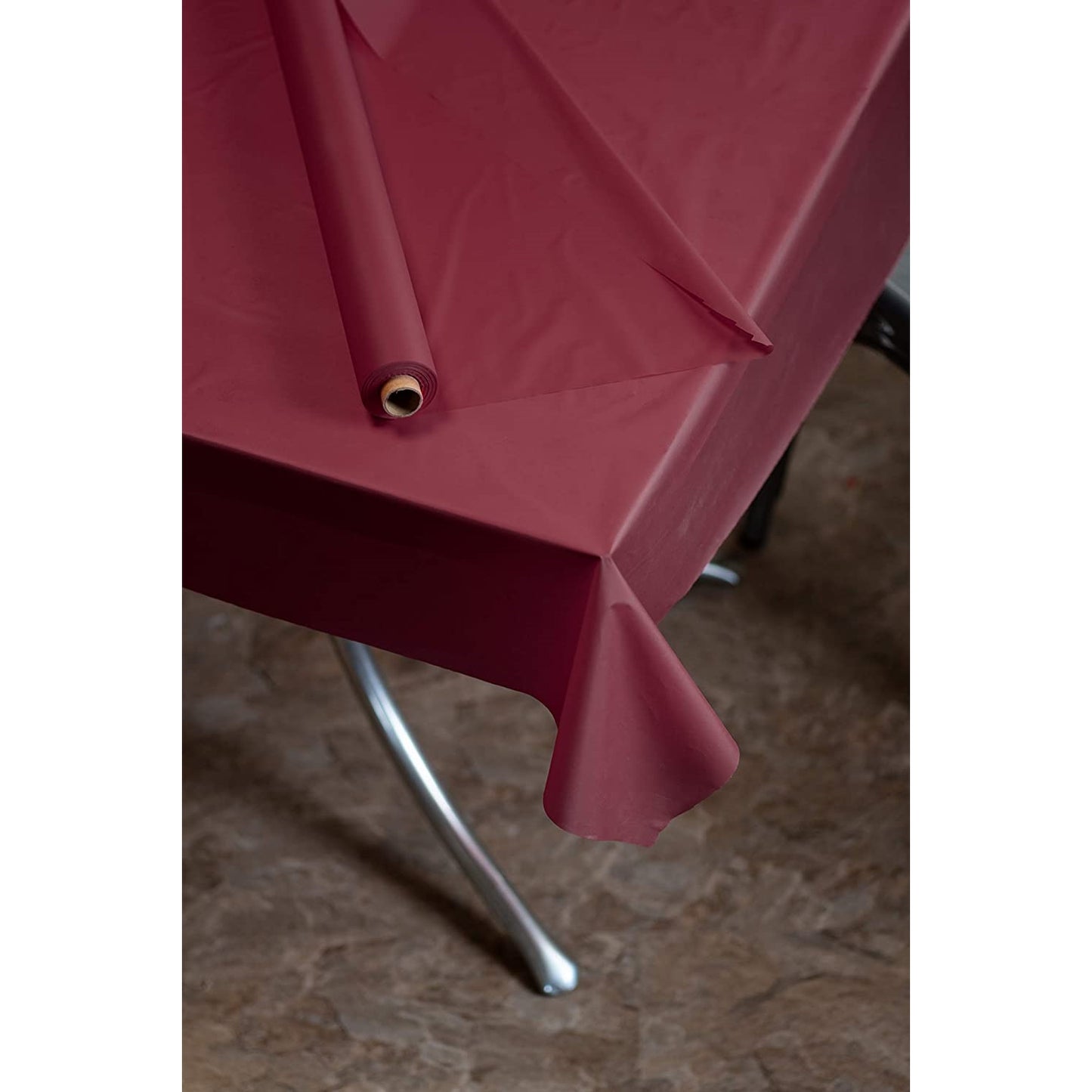 Exquisite Premium Quality Plastic Table Cover Banquet Roll, 40 in X 100 ft - Burgundy