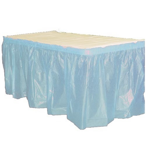 Light Blue Plastic Table Skirt