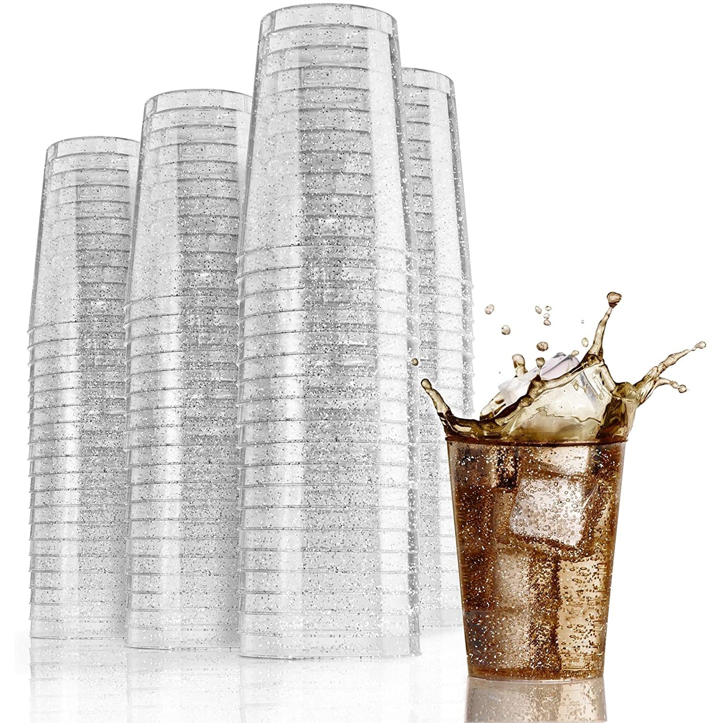 10 Oz. Silver Sparkle Plastic Tumblers - 20 Ct.