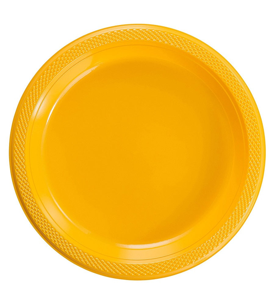 Case of 12 - 9" Plastic Plates 50 ct. - Yellow
