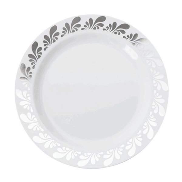 Case of 12 - 9" Silver Splash Premium Plates - 10 ct.