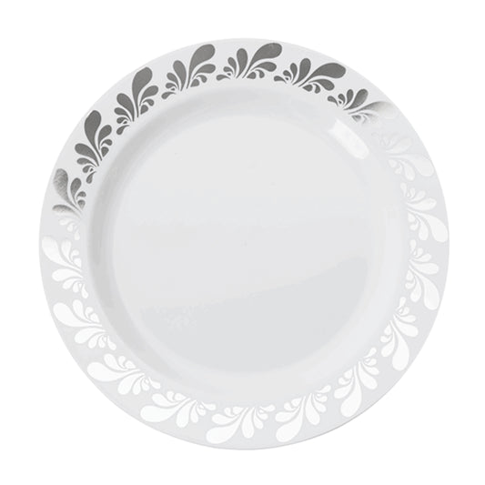 Case of 12 - 9" Silver Splash Premium Plates - 10 ct.