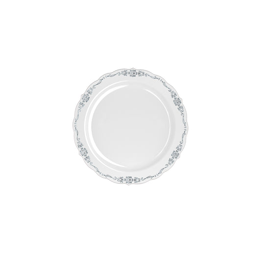 7.5 In. Grey/Silver Victorian Design Plates - 20 Ct.