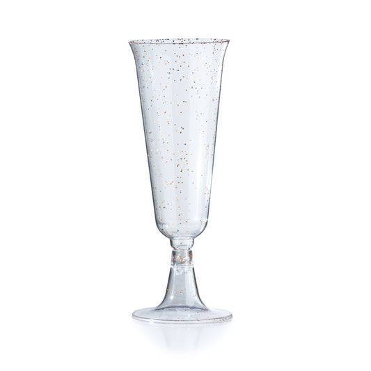 5 Oz. Rose Gold Sparkle Plastic Flute Glasses - 12 Ct.