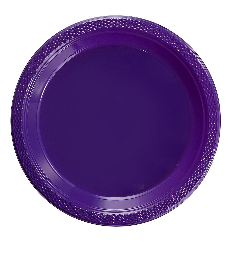 Case of 12 - 7" Plastic Plates 50 ct. - Purple