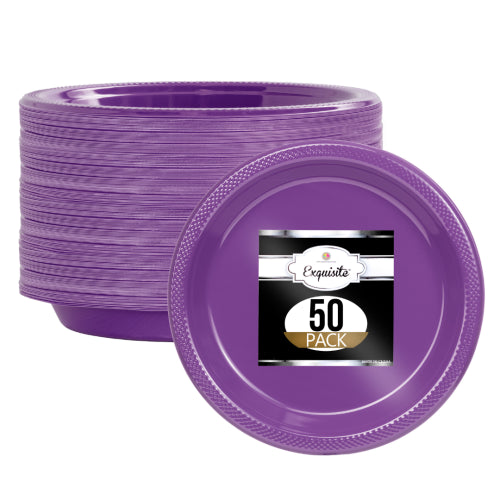 7 In. Purple Plastic Plates - 50 Ct.