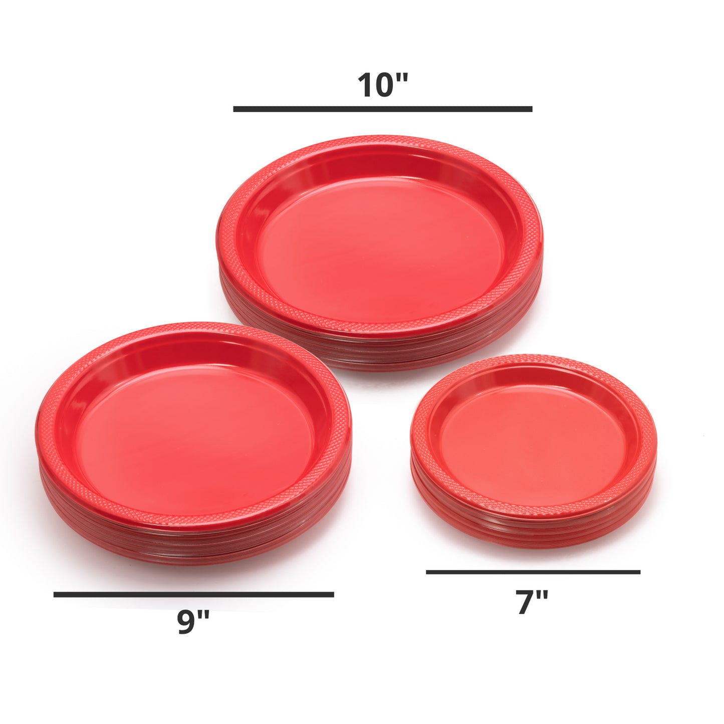 7 In. Red Plastic Plates - 50 Ct.